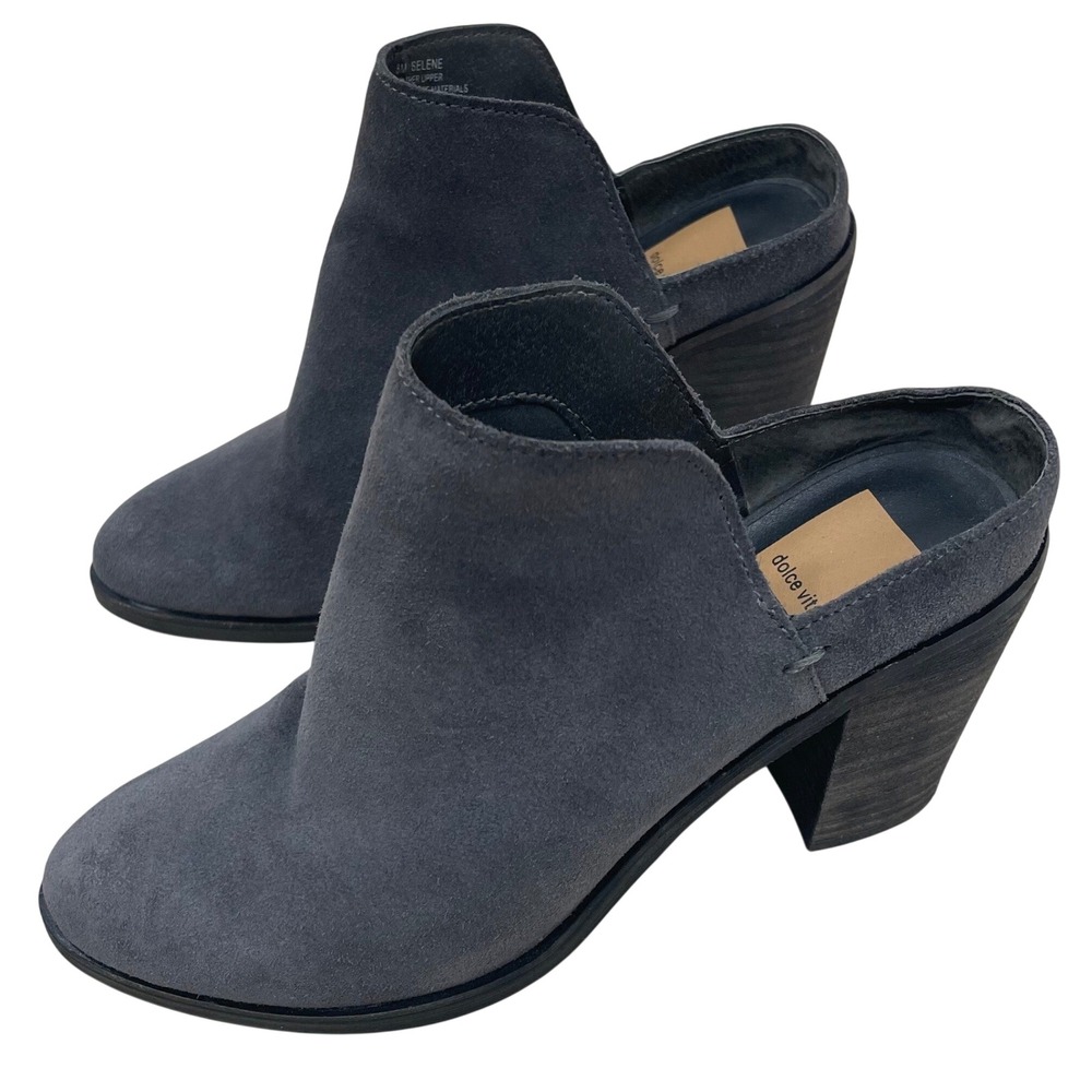 Dolce Vita Selene Mule Booties Womens 8M Gray Suede Pointed Toe Block Heel